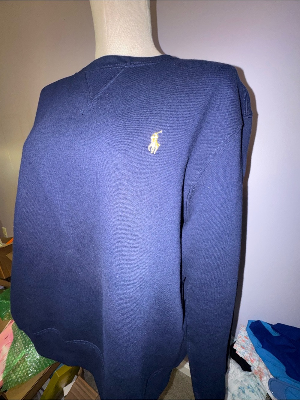 Polo Ralph Lauren Men’s XL Navy Crewneck Sweatshirt Yellow Pony NWOT